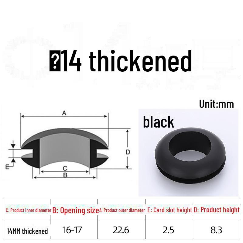 Черное двухстороннее резиновое защитное кольцо для провода