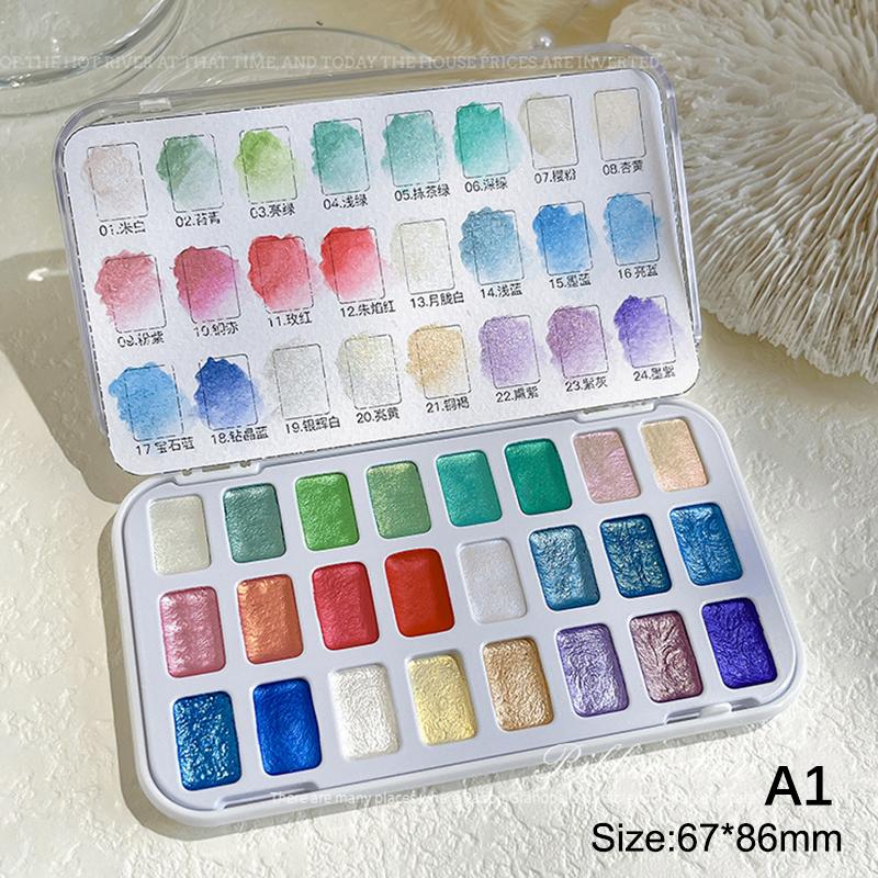 24 цвета сплошной пигмент для ногтей Aurora Pearly Nail Art акварельная металлическая палитра Paint Draw Chrome Chameleon Powder Nail Setgradie