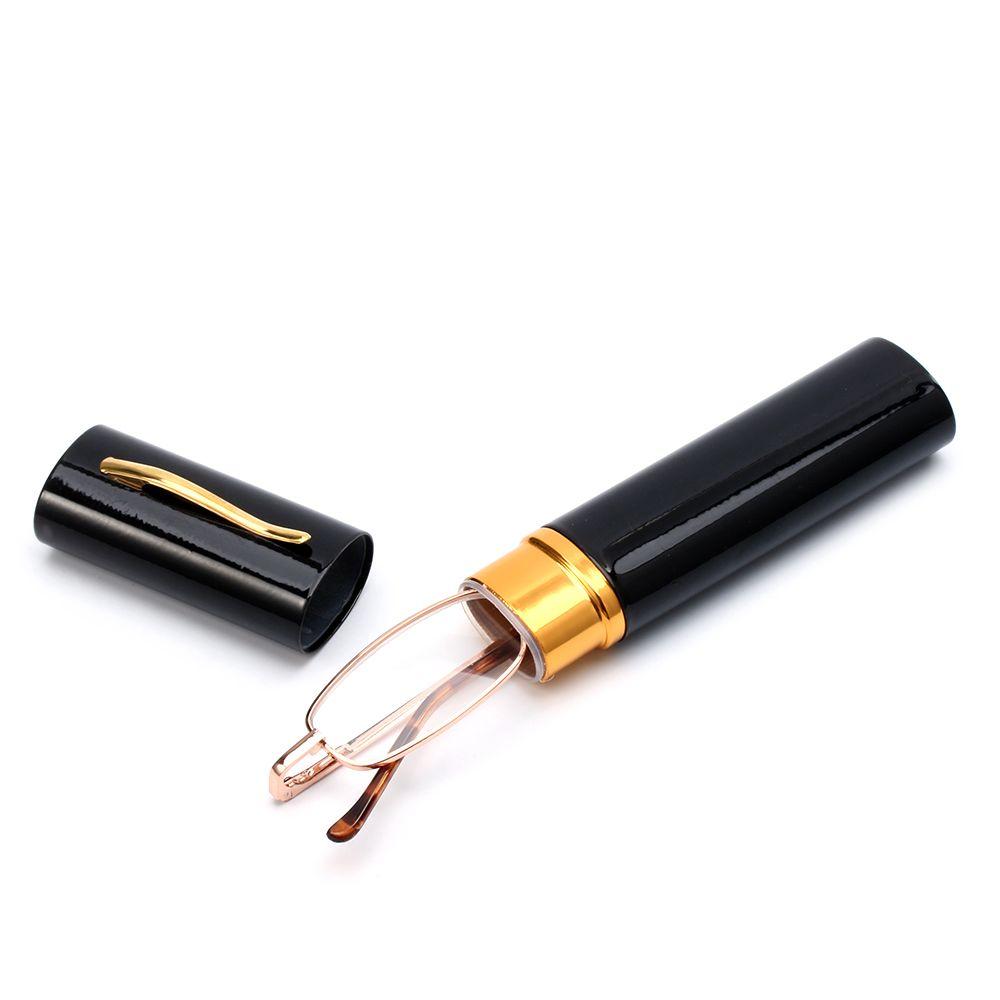 Spring Hinge Metal Case Eyeglass Presbyopic Glasses Portable Reading Glasses with Pen Tube Case