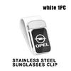 bnteg6 Car Sun Visor Glasses Holder Card Ticket Stainless Storage Clip For Opel Meriva Mokka Grandland Vectra Zafira Vivaro Antara