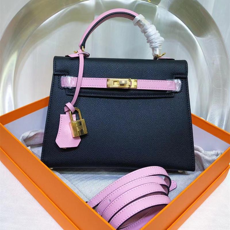 New Palm Pattern Head Layer Leather EP Leather Contrasting Color Blocked Handheld Single Shoulder Crossbody Bag Women's Bag