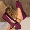 Foreign Trade Large Size 2025 Spring New European and American Flat Bottom Round Head Foot Cover Shallow Mouth Mother Shoes Knitted Fashion Versat