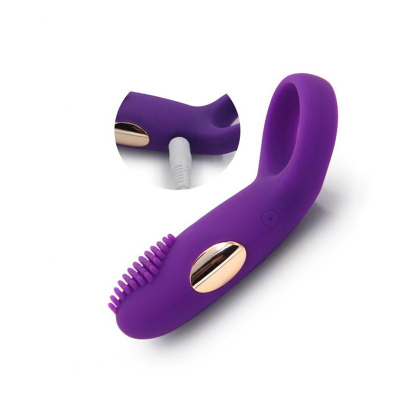 Time Delay Vibrating Ring with Massager Brush Silicone Sex Toys Quiet USB Charged Penis Vibrator Rings 12 Speeds