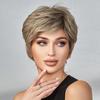 Women's Daily Use Natural Looking Short Straight Fluffy Synthetic Fiber Wig with Gradient Blonde Color