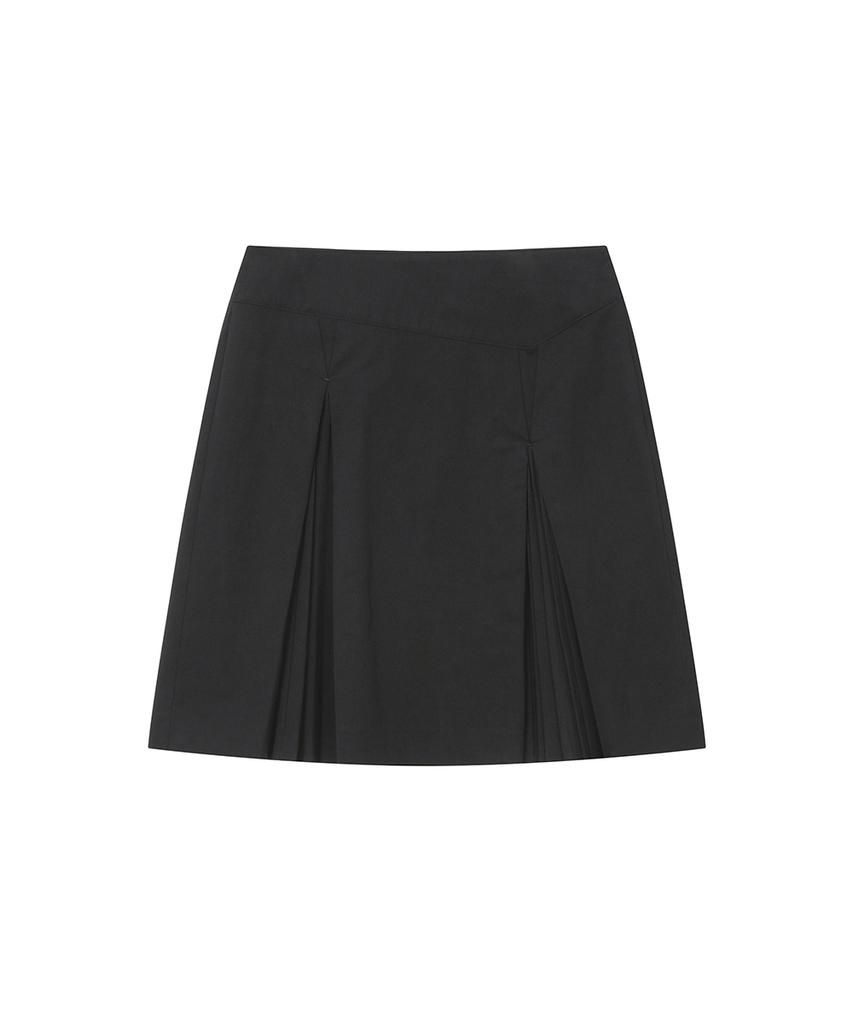 Miseki Seoul Accordion Side Pleats Midi Skirt Black