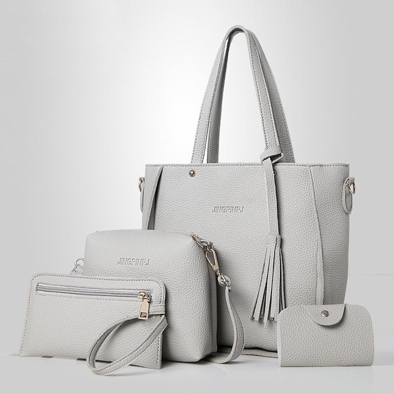 Новая сумка для мамы и ребенка с узором личи, набор из четырех предметов, сумка-ведро, сумка на плечо с бахромой, женская сумка, большая сумка, сумка-мессенджер