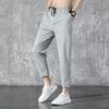 Men Pants with Reinforced Pockets Waist Drawstring Design Casual Solid Color Trousers Summer Straight Leg Pants