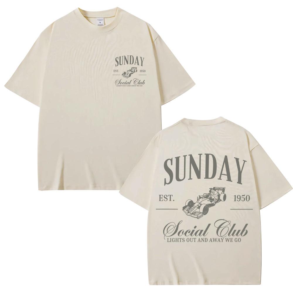 Графическая футболка Sunday Social Running Club Мужская Женская Спортивная Гонки Винтажная Мода Короткий Рукав Свободная Футболка