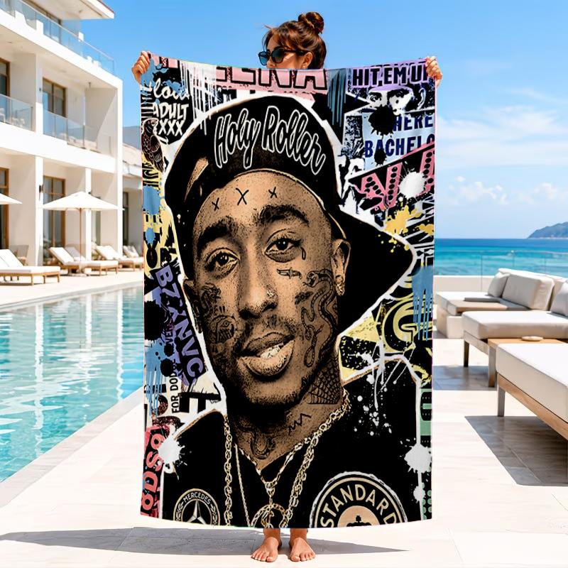 Rap Legend In Blue Beach Towel, Microfiber Beach Towel, Perfect For Pool, Beach, Travel, Home Decor Beach Party Fan gifts