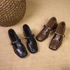 Mary Jane Shoes Women's Autumn New Brown Retro Small Leather Shoes Temperament Thick Heel One-word Buckle Single Shoes