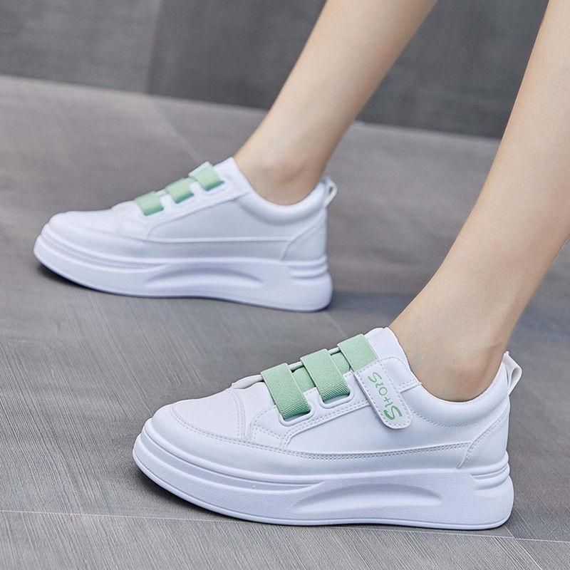 Velcro Little White Shoes Women's Versatile 2025 Spring New Women's Shoes Street Shot Thick-soled Leather Single Shoes Flat-soled Women's Shoes Tide