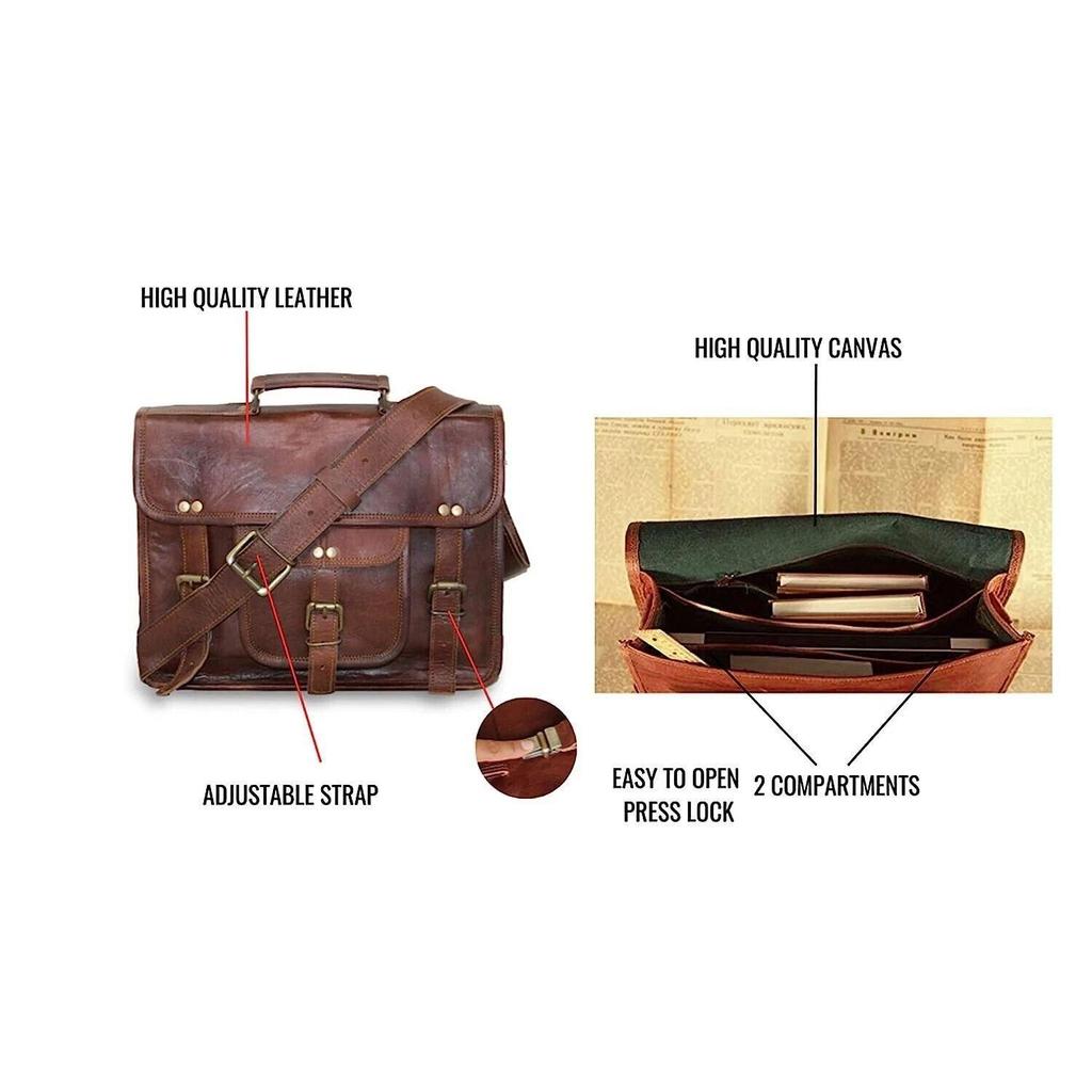 Men's Shoulder Messenger Laptop Briefcase Bag Handmade Leather Vintage Bags