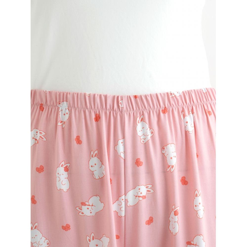 Daiso [женщины] Узорчатые брюки из вискозы 9 частей, кролик