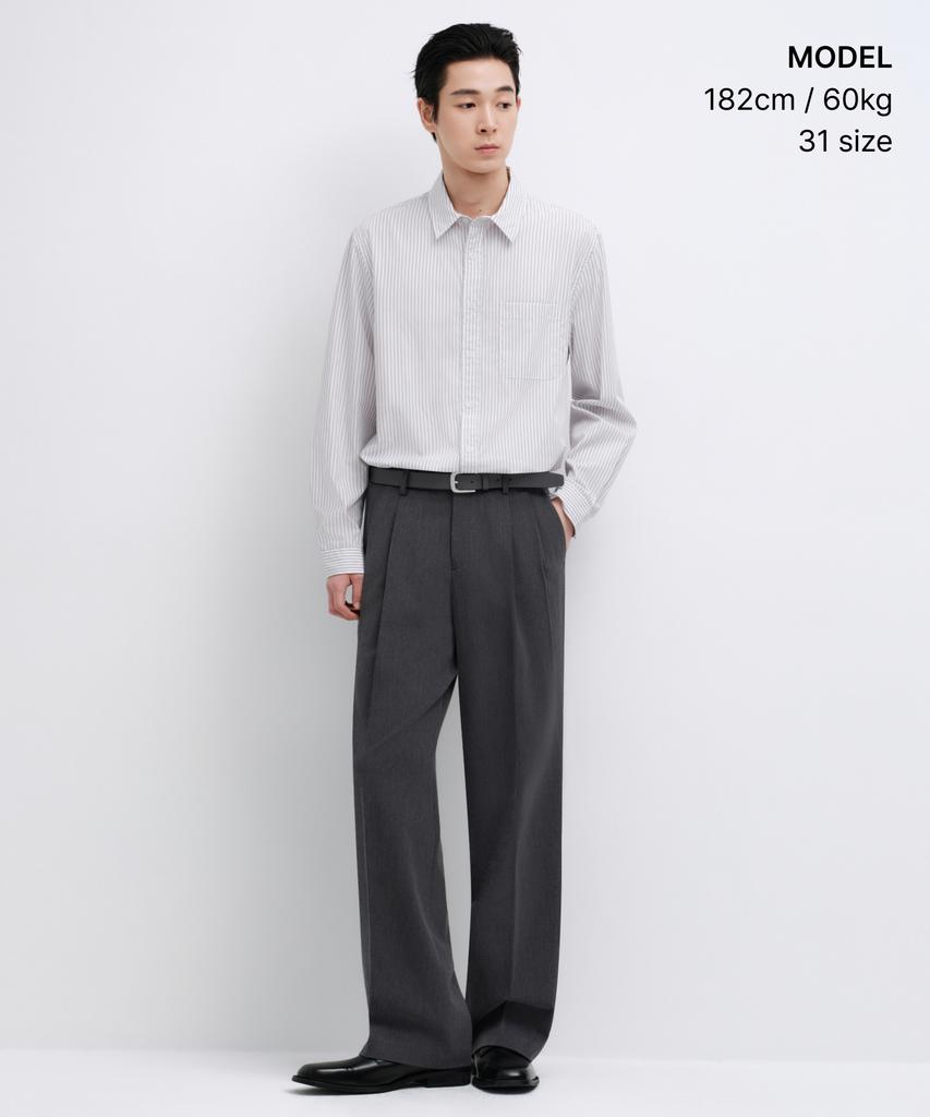 MUSINSA STANDARD Real Wide Hidden Banding Slacks [Medium Gray]