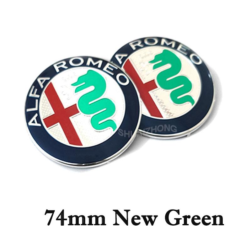 Car Stickers For Alfa Romeo 2pcs 74mm 3D Metal Alfa Romeo Sticker Car Styling Accessories For Auto Hood Front Grille Rear Trunk