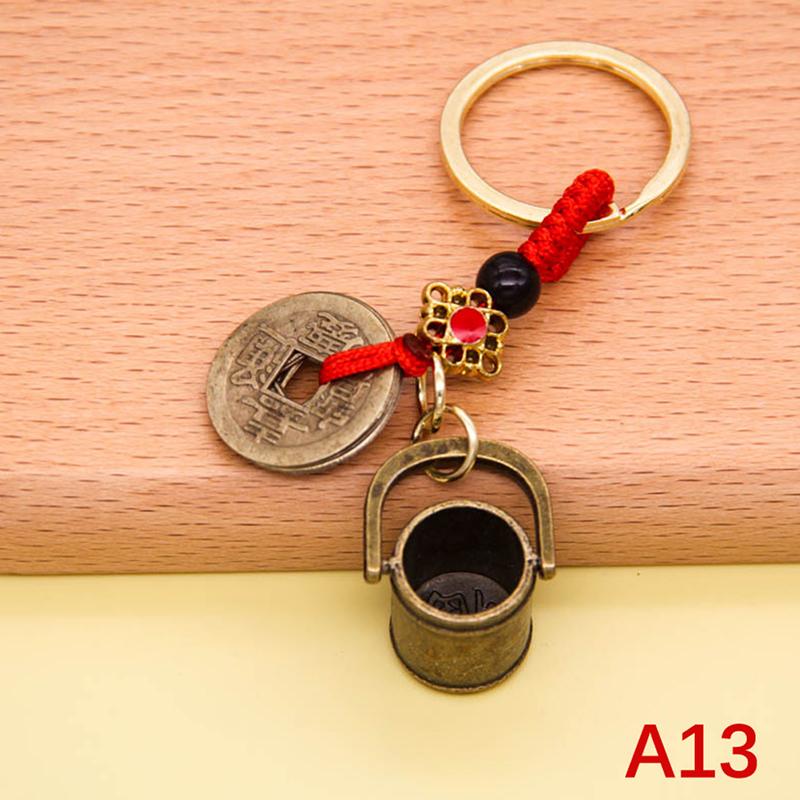 Винтажный медный брелок для денег, монет, монет удачи, брелок для ключей в стиле фэн-шуй с тыквой