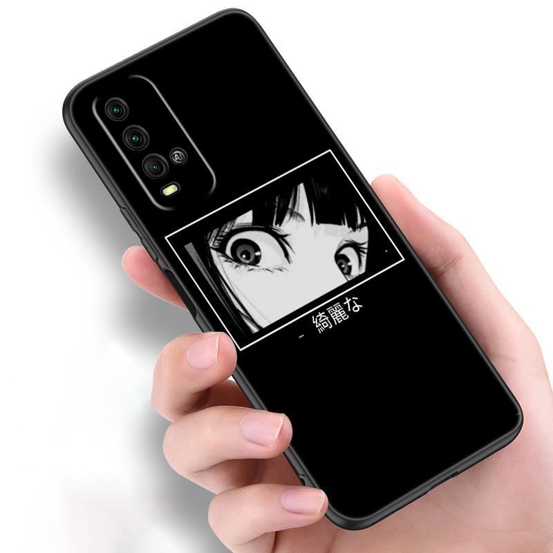 Эстетический силиконовый чехол для телефона «Грустное аниме Kawaii Girl» для Xiaomi Redmi Note 11 10 9 8 Pro 11T 10T 10S 9S 8T 9 9A 9C 9T, черный чехол