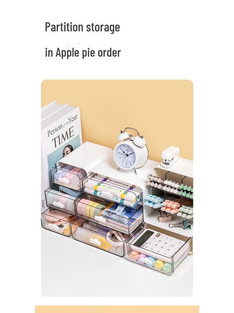 Transparent Multi-Functional Desk Storage Drawer with Large-Capacity Compartments