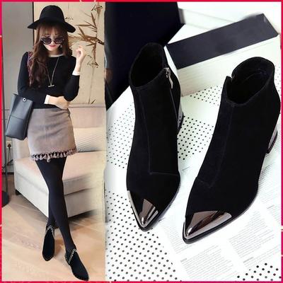 2024 Квадратные каблуки сапоги женские осень ранняя зима сапоги челси остроносые сексуальные женские сапоги на высоком каблуке черные туфли D205