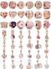Серия Rose Gold Подвески-бусины в форме сердца Цветок Зажим Медь Подходит для Европейских Оригинальных Браслетов Сделай сам Элегантные Украшения