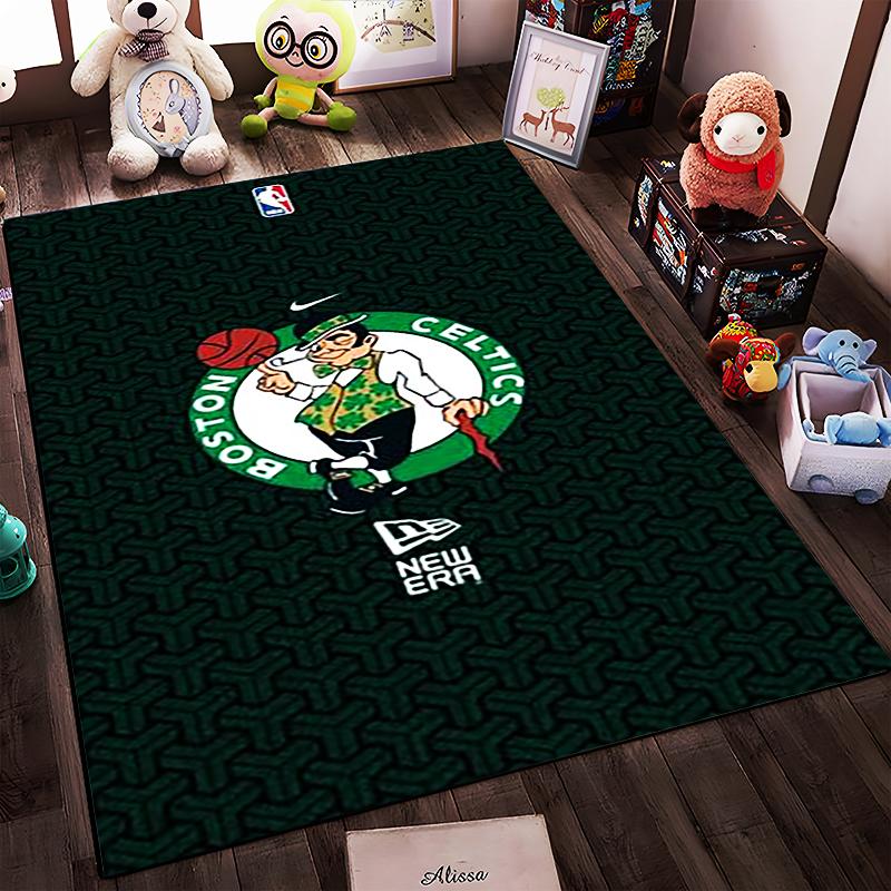 Boston Celtics Logo Green Themed Rug Print Non-slip rug suitable for living room and bedroom sofas.