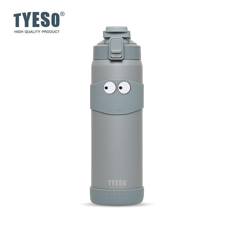 TYESO 900ML Double Wall Insulated Water Bottle Hot 304 Stainless Steel Flask for Fitness Outdoor Daily Use Drink with non-slip pad and Eye Sticker