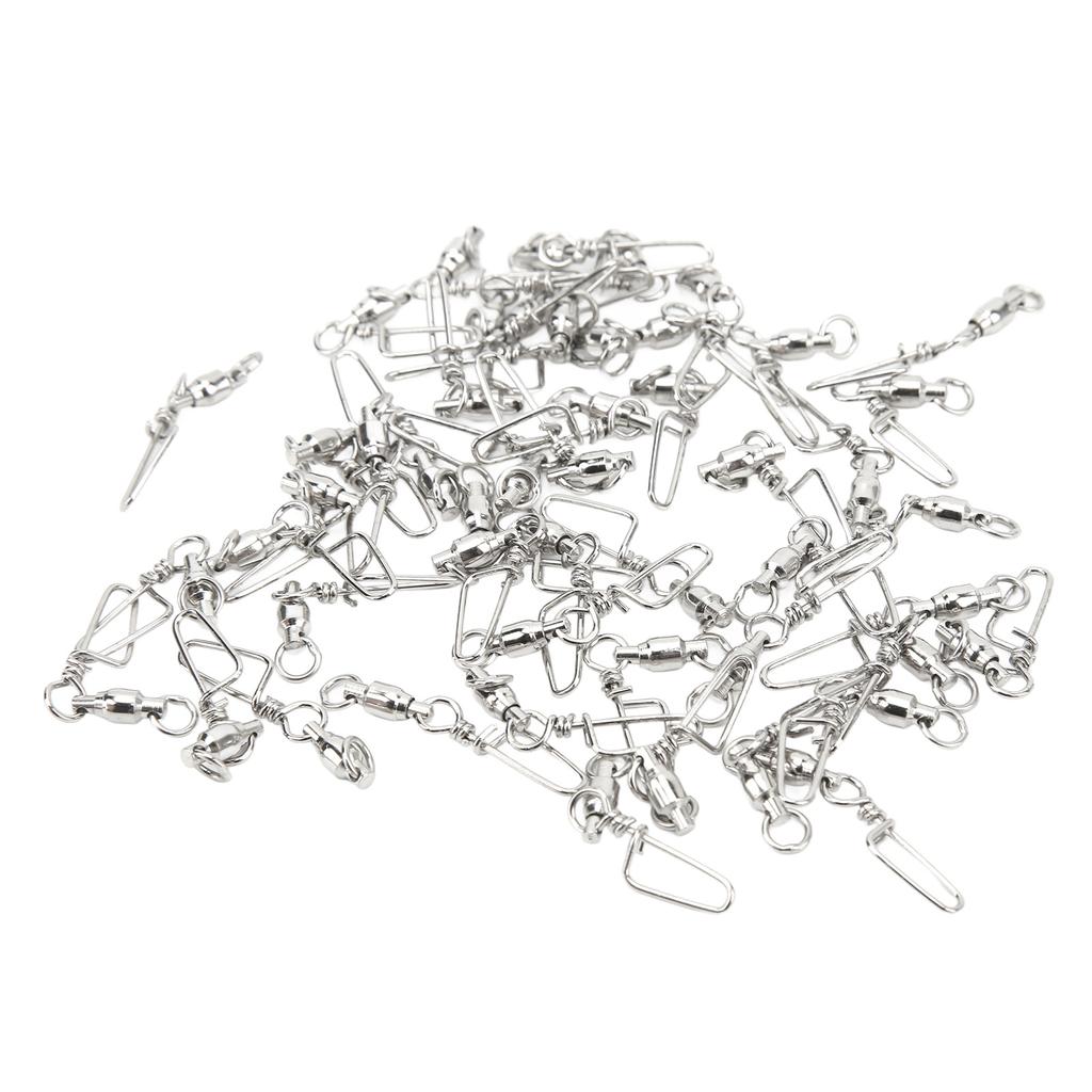 50Pcs High Strength Fishing Snap Swivels Stainless Steel B Type Ball Bearing Swivels for Saltwater