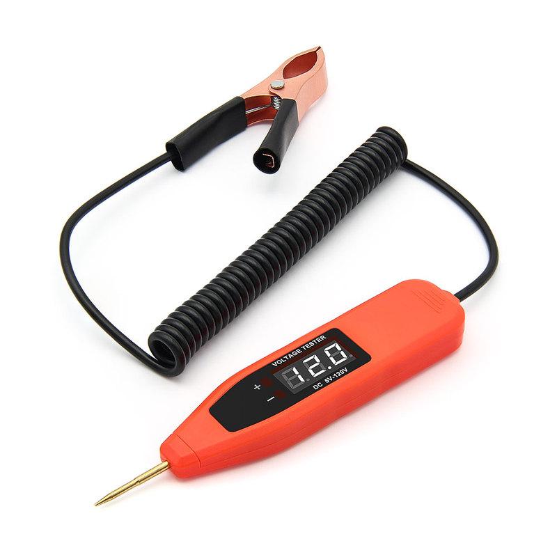 Car Circuit Tester Pen 5V 120V Automotive Circuit Voltage Tester with Display Positive Negative Pole Probe for Car Circuit Test