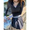 Patchwork False Two-piece Short Half-open Neck Fall Slim Sleeve T-shirt Right Shoulder Super-nice Underlining Top
