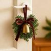 Mini Christmas Cedar Wreath Small Artificial Xmas Wreath with Bell And Ribbon Bow for Christmas Tree Mantle Window Fireplace Kitchen Decoration