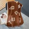 New Line Bear Imitation Cashmere Scarf for Women Korean Version Winter Cute All Match Scarf To Keep Warm and Cold Plus Velvet Shawl