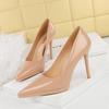 High Heels, Slim Heels, Super High Heels, Waterproof Platform, Patent Leather, Shallow Mouth, Pointed Toe, Single Shoes for Women