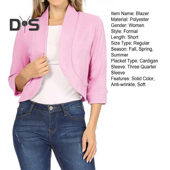 Женский пиджак, короткое пальто, кардиган с открытой строчкой, сплошной цвет, свободная весенне-осенняя куртка с рукавами три четверти, мягкая женская куртка в коммутационном стиле