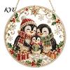Round Acrylic Base Craft Christmas Faux Diamond Art Ornament Kit, Santa Angel Sun Catcher DIY Claus Crafting Project Board, 3D Bead Kit for