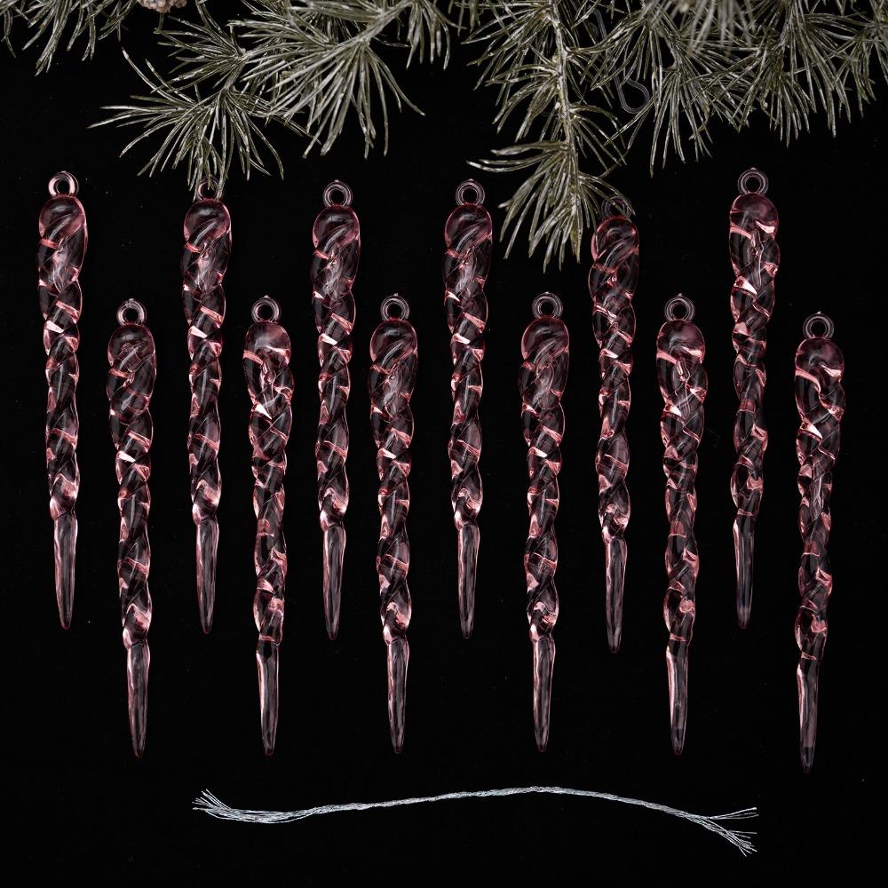Twisted Water Drop Design Christmas Tree Pendants Acrylic Snowflake Ornaments Set Home Decoration