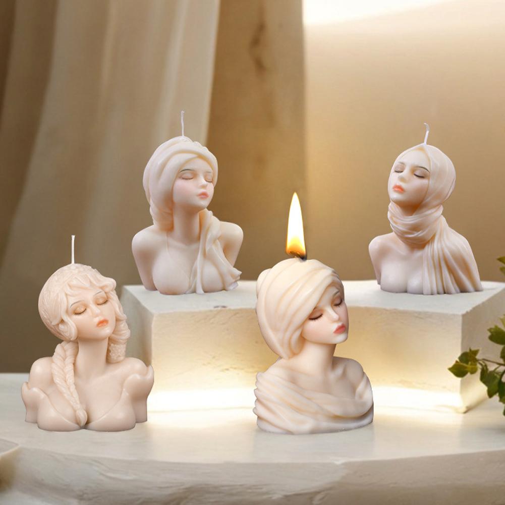 3D Дамская свеча силиконовая форма DIY Милый портрет девушки для дома свеча ручной работы гипсовая форма W3B3