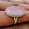 Rose Quartz Oval Gemstone Ring, Solid 925 Sterling Silver Ring, Handmade Ring, Statement Ring, Big Stone Ring, Engagement Gift