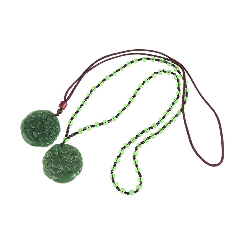 Классический зеленый кулон нефритовое ожерелье модные украшения с подвесками резное благословение амулет на удачу подарки