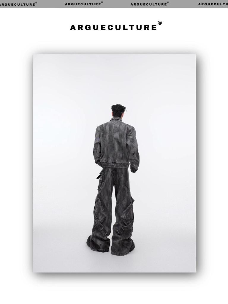 Мужские потертые джинсы в стиле ретро с широкими штанинами