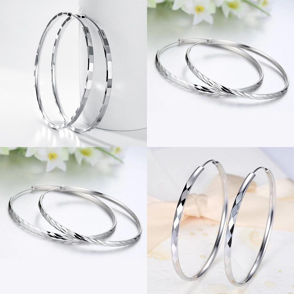 Original 925 Sterling Silver Hoop Earrings 3-6CM For Women Exquisite Student Girlfriend Jewelry Accessories Wedding Fashion GiftGood product