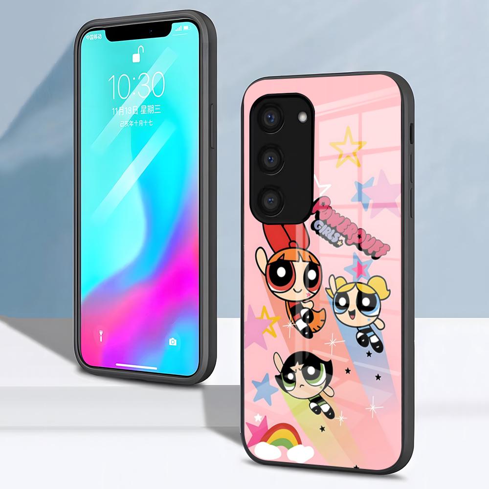 Чехол для телефона P-Суперкрошки Милый для Samsung S26 S25 S24 FE S23 S22 S21 Plus S20 Ultra Note20Ultra Черная стеклянная крышка
