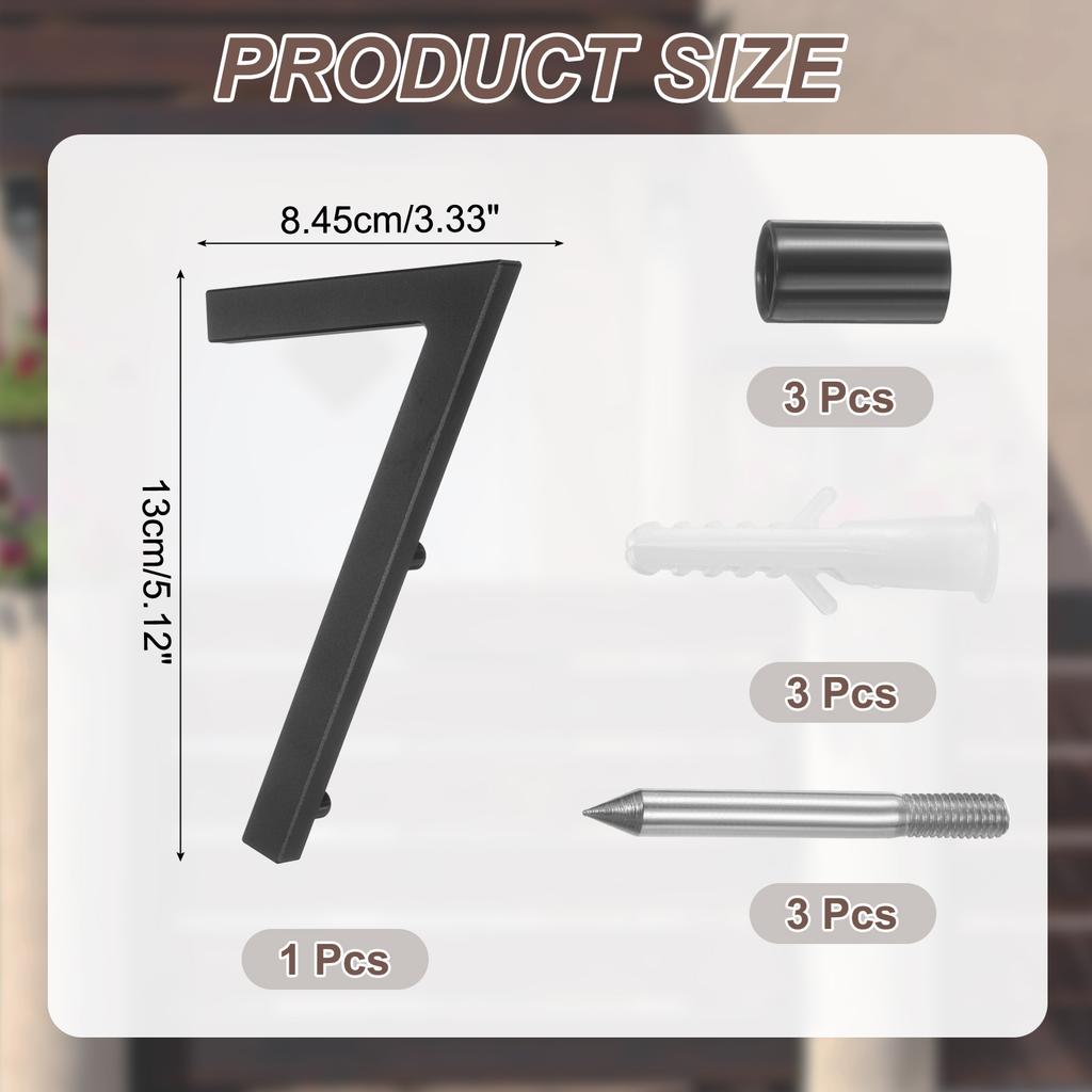 0-9 Floating House Numbers Solid Aluminum Modern Address Number for Outside with Nails Kit for Home Street Office Sign Black 5"