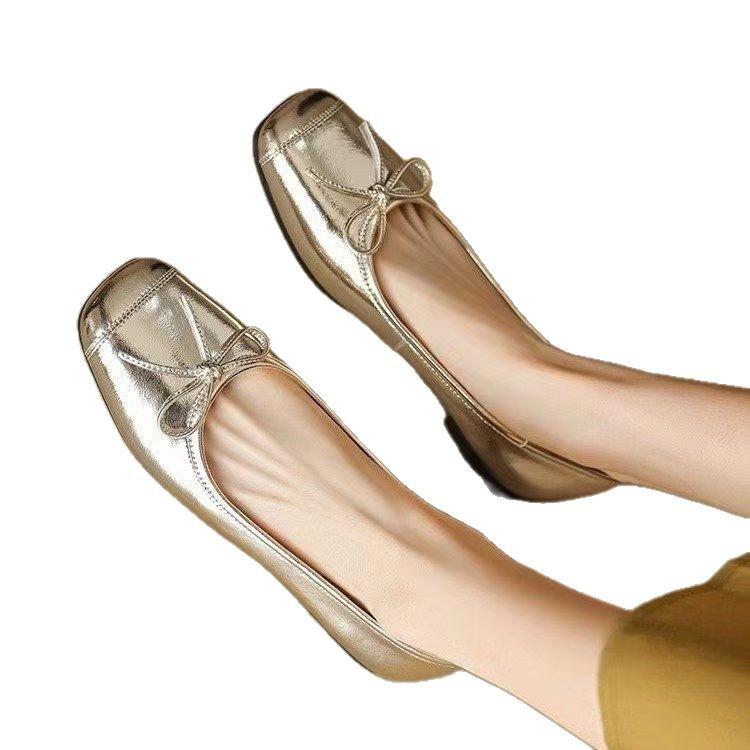 Французские туфли-лодочки на плоской подошве в стиле феи, женская обувь 2025 года, новинка, весна-лето, вечерний бриз, темперамент, серебристые шапочки