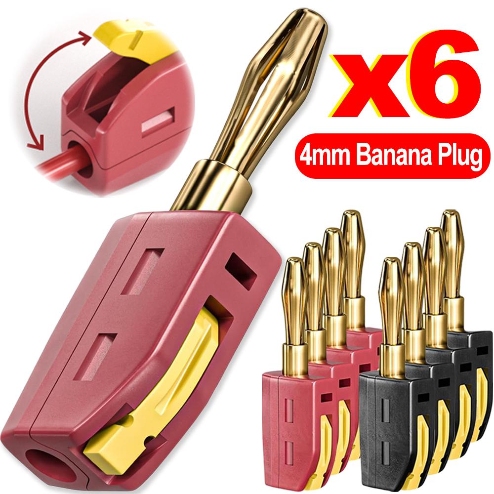 Portable 32A 4mm Banana Plug Solderless Quick Connect High Current Gold-Plated Banana Connectors Audio Copper Speakers Amplifier
