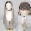 13x6 кружевной парик длинный прямой платиновый серый парики с темными корнями для женщин повседневная вечеринка косплей свадьба высокая плотность