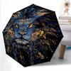 1pc Blue and Gold Ornate Lion Portrait Automatic, Cute Cartoon Pattern, Portable Outdoor Umbrella, Perfect, Holiday Gift for fans.W007