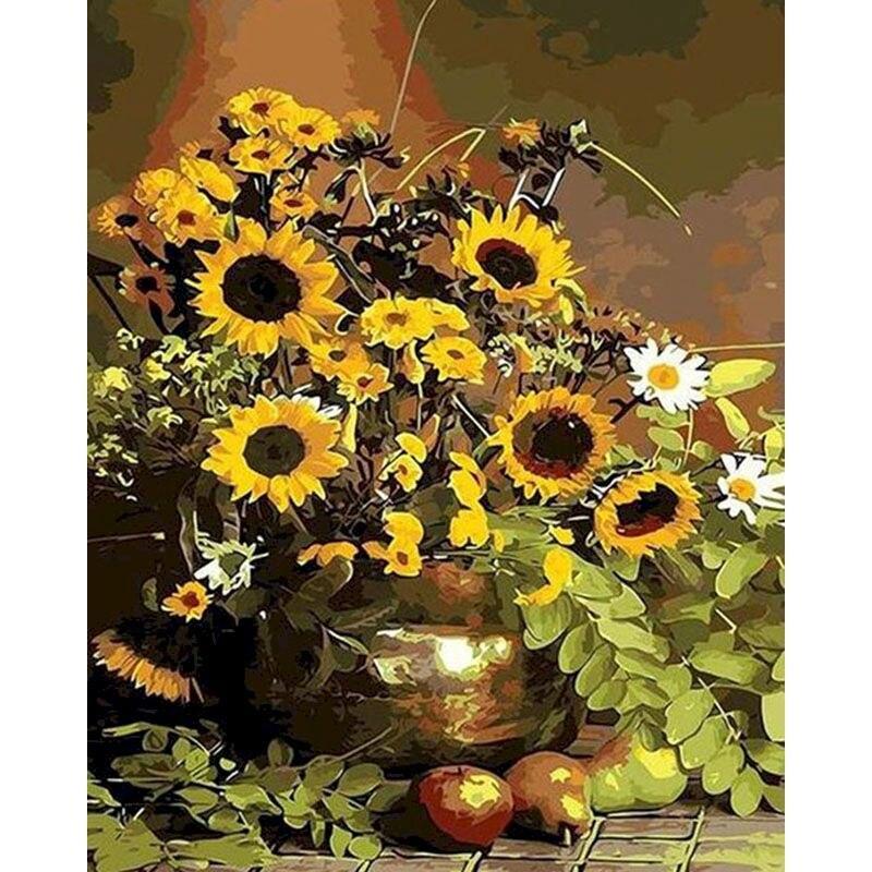 5D DIY Diamond Painting Sunflower Vase Diamond Mosaic Embroidery Flower Needlework Personalized Gift Decoration Home