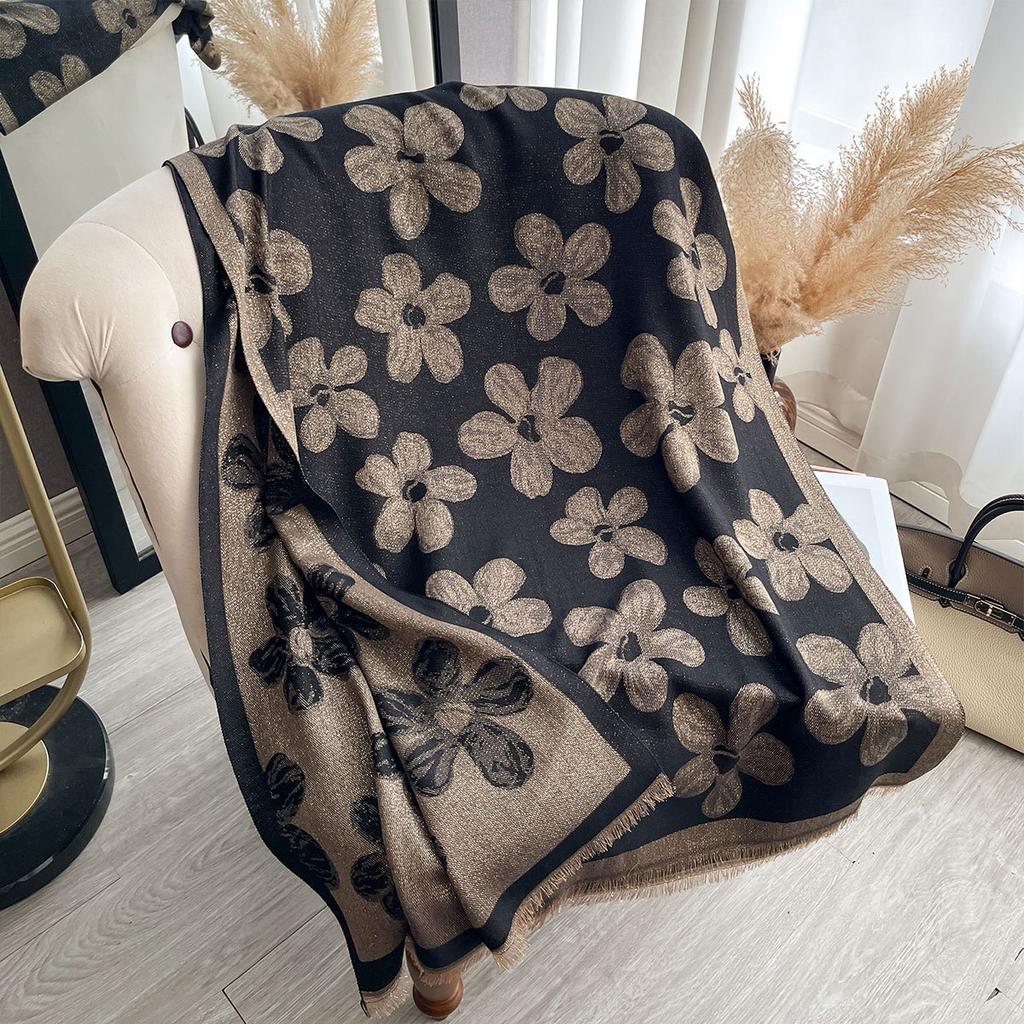 Трендовая золотая нить, имитация кашемира, тонкий двусторонний платок, модный шарф интернет-знаменитости, большой бренд, тот же стиль