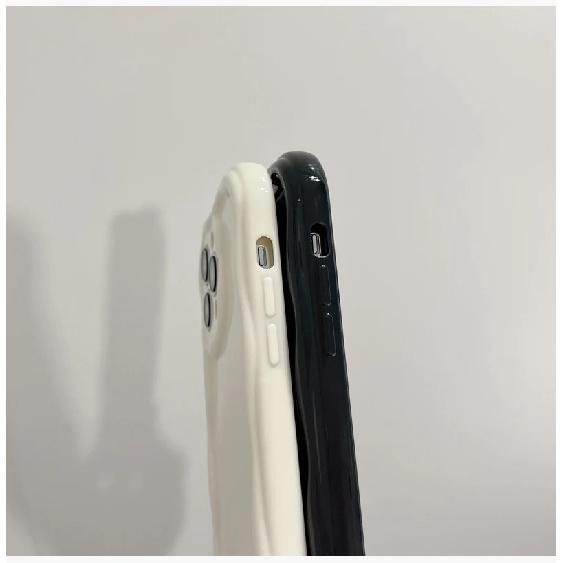 Fashion Wave Pattern Solid Color Cream Case For iPhone 15 Pro Max 14 Plus 13 12 11 Pro X XR Xs Max 7 8 SE 2022 Soft Clear TPU Phone Case