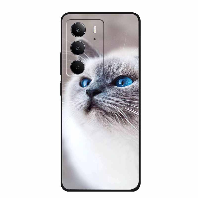 Для Realme Narzo 80 Lite 5G Чехол Narzo80 Lite Чехол Мультяшный Кот ТПУ Черный Силикон Мягкий Чехол для Телефона Для Realme Narzo 80Lite Funda